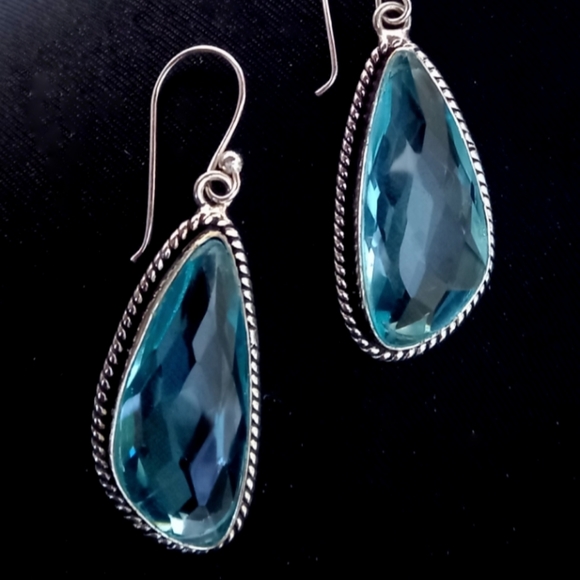 Dreamgems Jewelry - Aqua Blue Topaz Sterling Silver Earrings
